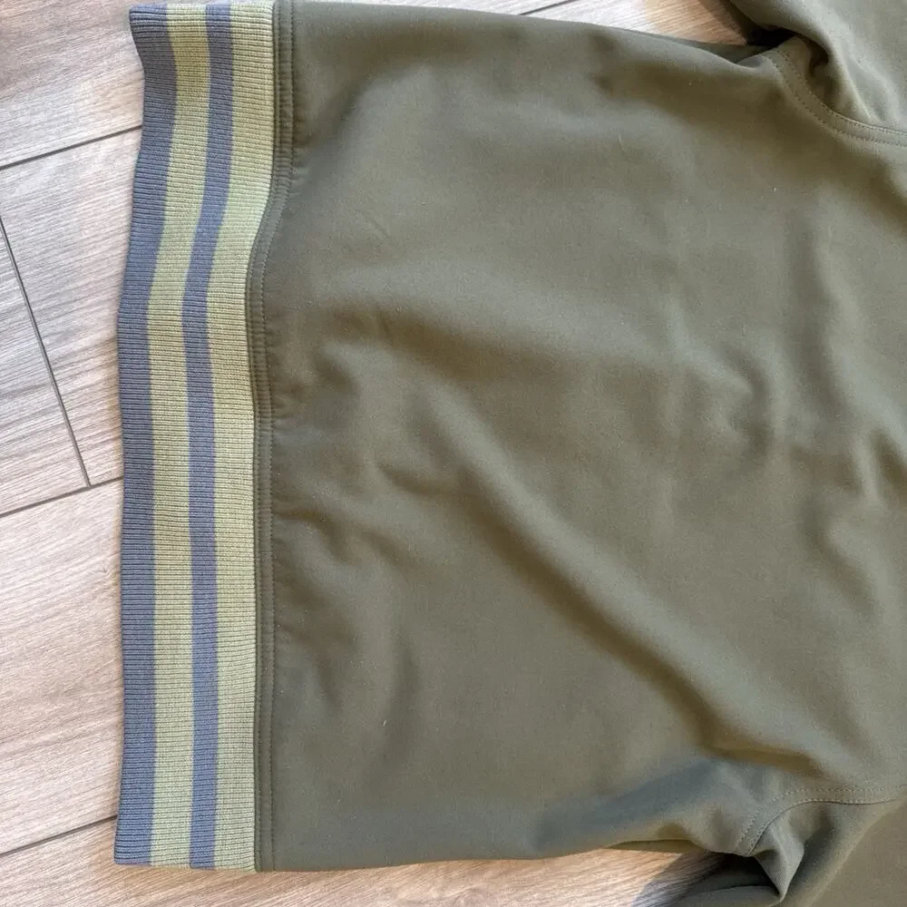 SIMS Bomber Jacket Women Large Olive Green Zip Bomber Sweater Free Shipping!